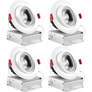 LUXRITE Luxrite 4 Inch LED Gimbal Recessed Light with Junction Box, 11W, 5000K Bright White, 1000 Lumens, Dimmable Adjustable Eyeball Light Fixture, IC Rated, Energy Star, ETL & Damp Rated