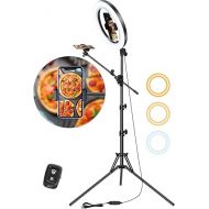 LUXSURE Selfie Ring Light with Stand and Phone Holder, Ring Light Tripod for iPhone, Overhead Phone Mount 10.5