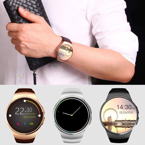  LUXSURE Smart Watch Sport Fitness Tracker - Luxsure IP67 Waterproof Step Counter Activity Tracker Heart Rate & Sleep Monitor Compatible for iOS/Android Smartphones (KW18-Gold)