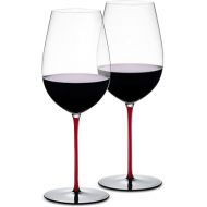 LUXU Wine Glasses(31oz) with Long Red Stem & Black Base,Luxury Lead-free Crystal Red & White Wine Glasses Set of 2, Hand Blown,Premium Modern Designed Goblet,Perfect Idea for Wine Lovers