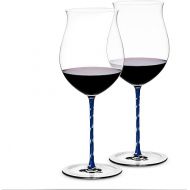 LUXU Wine Glasses(32oz) with Long Blue Stem & Clear Base,Luxury Crystal Red & White Wine Glasses Set of 2, Hand Blown,New World Designed Goblet in Premium Box,Perfect idea for Wine Lovers