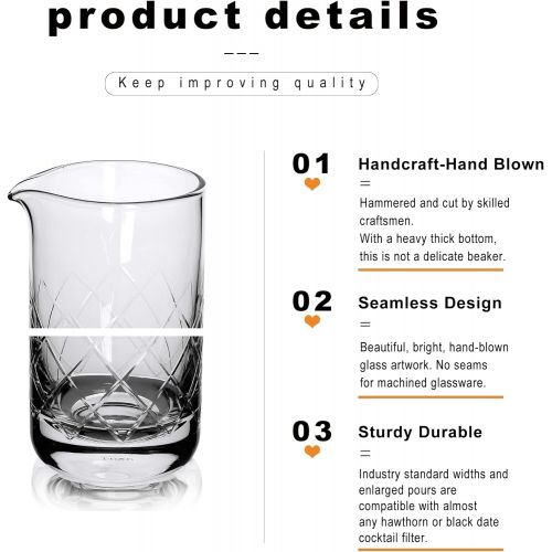  [아마존베스트]LUXU Mixing Glass,Crystal Cocktail Mixing Glass 20 OZ, Stir Glass, Premium Bar Mixing Glass, Mixer Glass-Professional Quality