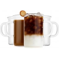[아마존베스트]LUXU Glass Cups(Set of 4)-13 oz,Glass Coffee Mugs,Tea Cups,Clear Coffee Cup for Cappuccino,Latte,Espresso,Lead-free Drinking Glasses Great for Juice,Water,Beer,Milk Hot And Cold Dr