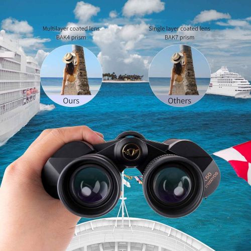  [아마존베스트]LUXUN 10 x 50 Binoculars for Adults, Powerful IPX3 Waterproof Clear BAK4 Prism FMC Lens Binoculars for Bird Watching, Hunting, Concert, Sports and Opera