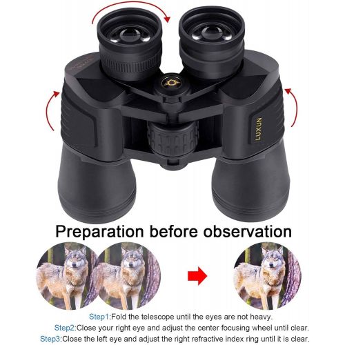  [아마존베스트]LUXUN 10 x 50 Binoculars for Adults, Powerful IPX3 Waterproof Clear BAK4 Prism FMC Lens Binoculars for Bird Watching, Hunting, Concert, Sports and Opera