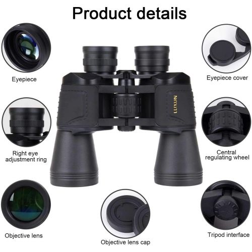  [아마존베스트]LUXUN 10 x 50 Binoculars for Adults, Powerful IPX3 Waterproof Low Night Vision Binoculars for Bird Watching, Hunting, Concert, Sports and Opera