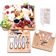 [아마존베스트]Luxury Dining 16-piece Charcuterie Cheese Board and Knife Set - Organic Bamboo Wood Cutting and Serving Tray, Perfect Wedding, Birthday and Housewarming Gifts