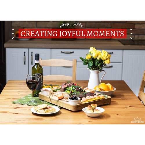  [아마존베스트]Luxury Dining 16-piece Charcuterie Cheese Board and Knife Set - Organic Bamboo Wood Cutting and Serving Tray, Perfect Wedding, Birthday and Housewarming Gifts