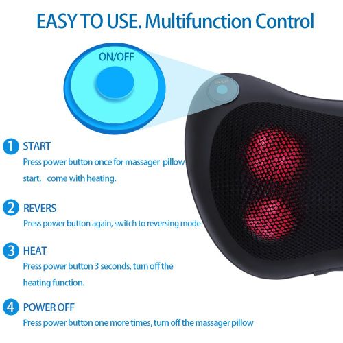  LUYAO Shiatsu Shoulder Back Neck Massager with Heat Deep Kneading Electric Back Massage for Neck, Back,...