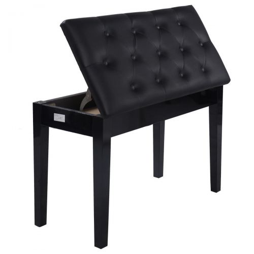 LVR Supply 30 Double Duet Solid Wood PU Leather Piano Bench Padded Keyboard Storage Seat Keyboard Seat wBookMusic Sheet Storage (350lbs Black)