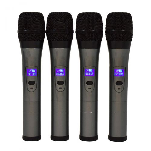  LVR Supply Professional 4 Channel VHF Handheld Wireless Microphone System with 4 Mics and 8 AA batteries (Black)