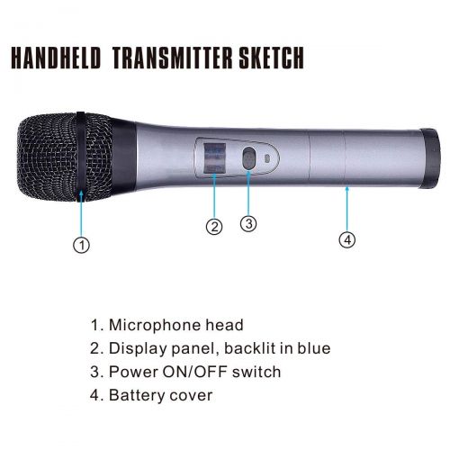  LVR Supply Professional 4 Channel VHF Handheld Wireless Microphone System with 4 Mics and 8 AA batteries (Black)