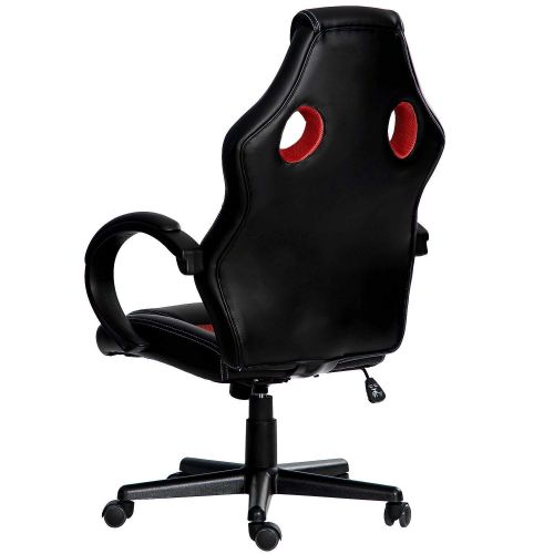  LVR Supply 400LB Racing Style Leather Gaming Chair | Heavy-Duty Ergonomic Swivel Computer, Office or Gaming Chair, Red (Back and Neck Support)