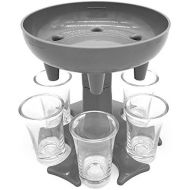 [아마존베스트]LW&GG 6 Shot Glasses Dispenser Six Ways and Holder Set - Multiple Bar Shot Dispenser With 6 1.2oz Acrylic Cups - Drinking Games Wine Dispenser for Bar Cocktail Lifter Party Favors (Gray+