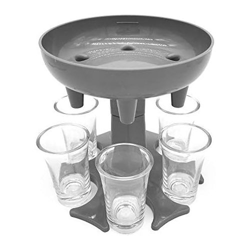 [아마존베스트]LW&GG 6 Shot Glasses Dispenser Six Ways and Holder Set - Multiple Bar Shot Dispenser With 6 1.2oz Acrylic Cups - Drinking Games Wine Dispenser for Bar Cocktail Lifter Party Favors (Gray+