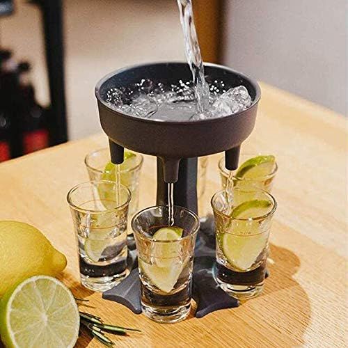  [아마존베스트]LW&GG 6 Shot Glasses Dispenser Six Ways and Holder Set - Multiple Bar Shot Dispenser With 6 1.2oz Acrylic Cups - Drinking Games Wine Dispenser for Bar Cocktail Lifter Party Favors (Gray+