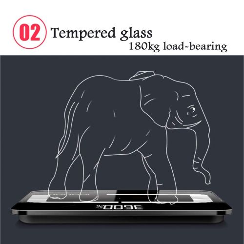  LWZ-Scales Weight Scale Digital Body Weight Scale High Accuracy Bathroom Scale Lose Weight Tempered Glass Platform Hidden Screen Display 180kg Capacity (Color : Black)