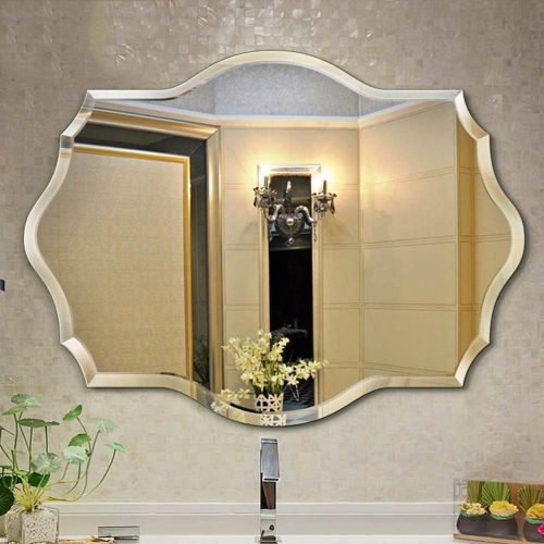  LXFMD Bathroom Mirror Wall-Mounted Hanging Hand-Washing Mirror Continental Bathroom Mirror Bathroom Mirror (Size : 60800.8cm)