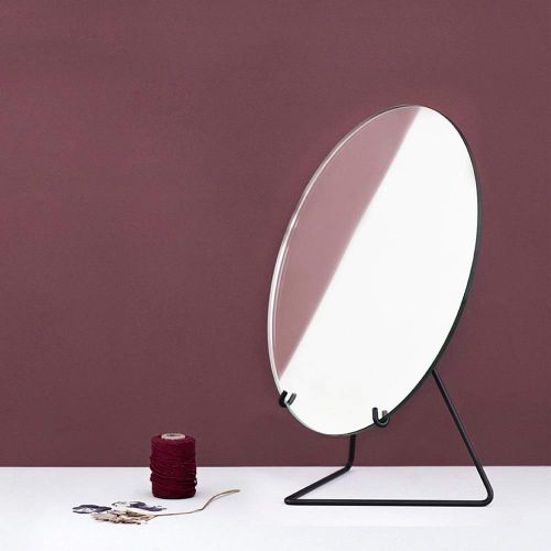  LXFMD Simple Makeup Mirror Table Mirror Dresser Desktop Mirror Iron Mirror (Color : Gold)