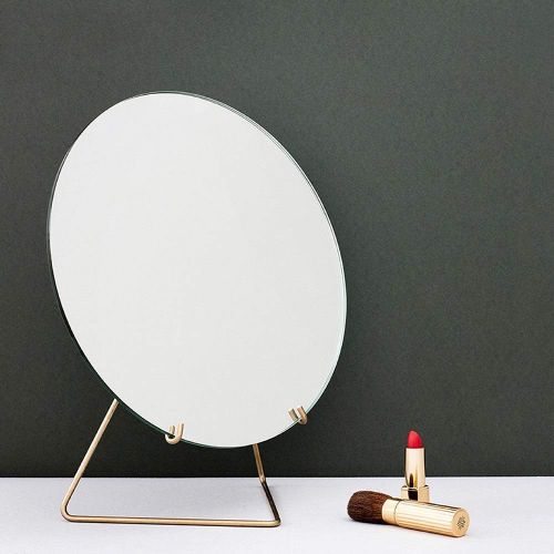  LXFMD Simple Makeup Mirror Table Mirror Dresser Desktop Mirror Iron Mirror (Color : Gold)