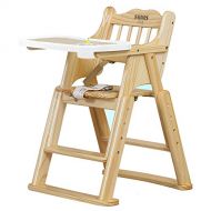 LXLA - High chair LXLA - Foldable Adjustable High Chair (Wooden) for Babies and Toddlers Dining (Color : Natural)