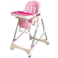 LXLA - High chair LXLA - Adjustable Folding High Chair, for Baby and Toddlers Dining, with Wheels and Music Box (Color : Pink)