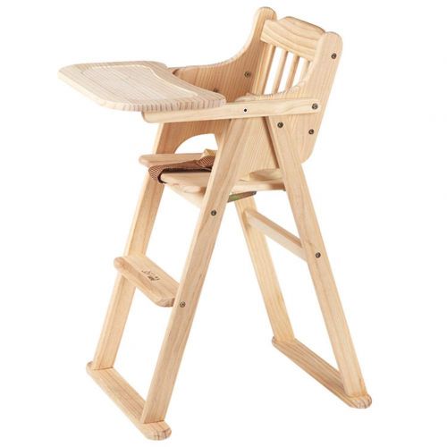  LXLA - High chair LXLA - Wooden Folding High Chair with 3 Point Harness, Natural