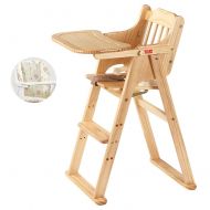 LXLA - High chair LXLA - Foldable Wooden Highchair Baby High Chair with Padded Cushion (Color : Natural)