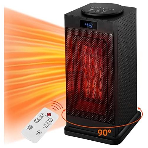  Space Heater, LXUNYI 1500W Portable Heater with Remote 12H Timer Fast Heating Programmable Digital 90° Oscillating Tower Heater with Thermostat Large Electric Ceramic Heater for Be
