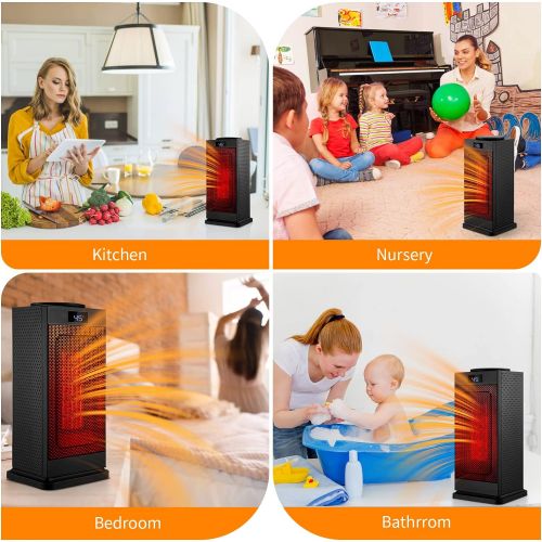  Space Heater, LXUNYI 1500W Portable Heater with Remote 12H Timer Fast Heating Programmable Digital 90° Oscillating Tower Heater with Thermostat Large Electric Ceramic Heater for Be
