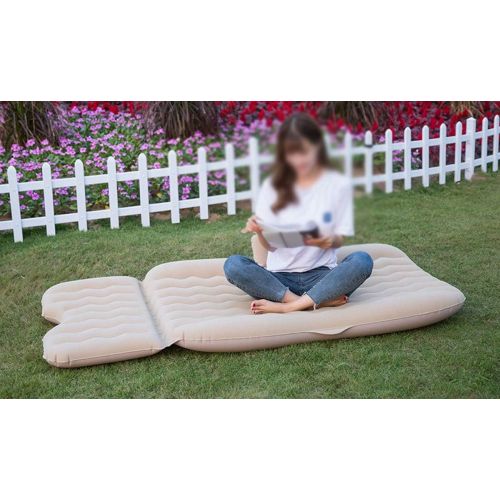  LXUXZ Car Air Mattress for Back Seat Thickened Car Inflatable Mattress ，with Two Air Pillow Car Air Bed with for Multi Scene Use and Road Trip (Color : Beige, Size : 135x80cm)