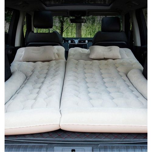  LXUXZ Inflatable Car Air Mattress, Portable Car Travel Bed with Two Pillows,Car Air Bed?for Travel (Color : Beige, Size : 145x135cm)