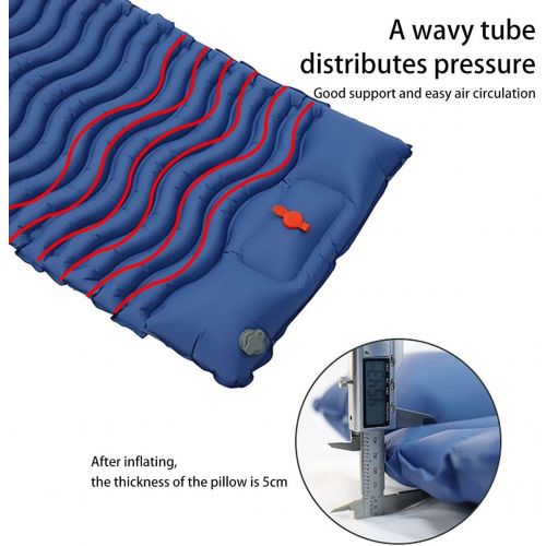  LXUXZ Fast Inflatable Camping Sleeping Pad Folding Ultralight Outdoor Air Mat Bed Mattress with Pillow Hiking Tourism Beach Cushion (Color : E, Size : 190x60cm)