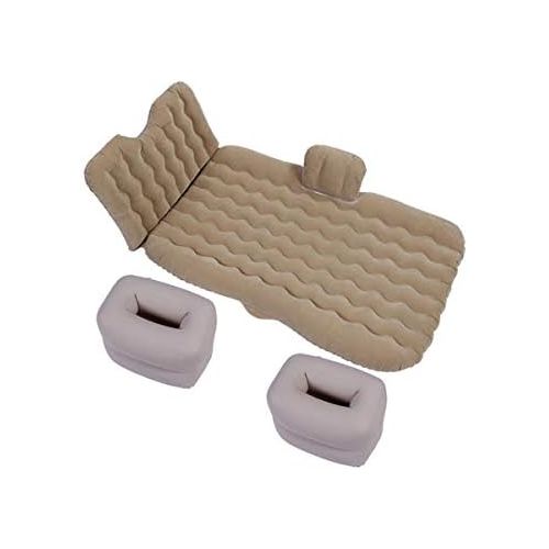  LXUXZ Portable Inflatable Car Mattress, Travel Comfortable Car Back Seat Cushion with Two Air Pillows for Outdoor (Color : Beige, Size : 135x90cm)