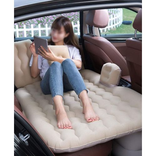  LXUXZ Inflatable Car Air Mattress, Removable Backseat Air Bed?, Portable Car Travel Bed with Two Pillows Fits Most Car for Camping Travel, Hiking, Trip and Outdoor (Color : Beige,