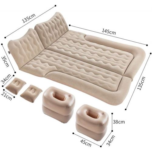  LXUXZ Inflatable Car Air Mattress, Removable Backseat Air Bed，Portable Car Travel Bed with Two Pillows Fits Most Car Camping Travel, Hiking (Color : Beige, Size : 145x135cm)