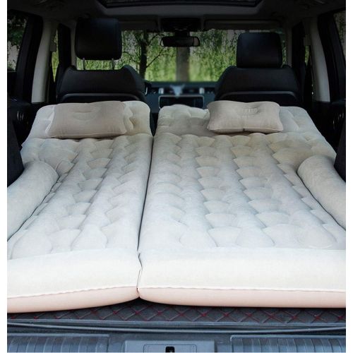  LXUXZ Inflatable Car Air Mattress, Removable Backseat Air Bed，Portable Car Travel Bed with Two Pillows Fits Most Car Camping Travel, Hiking (Color : Beige, Size : 145x135cm)