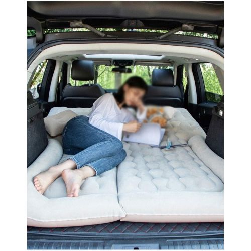  LXUXZ Inflatable Car Air Mattress, Removable Backseat Air Bed，Portable Car Travel Bed with Two Pillows Fits Most Car Camping Travel, Hiking (Color : Beige, Size : 145x135cm)