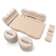 LXUXZ PVC Flocking Car Inflatable Bed Set Detachable Air Cushion Sleep Rest Mattress (Color : Beige)