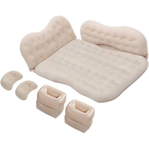  LXUXZ Car Air Mattress Travel Inflatable Back Seat Air Bed Cushion with Two Pillows, Portable Camping Vacation Rest Sleeping Pad Separable (Color : Beige, Size : 135x88cm)