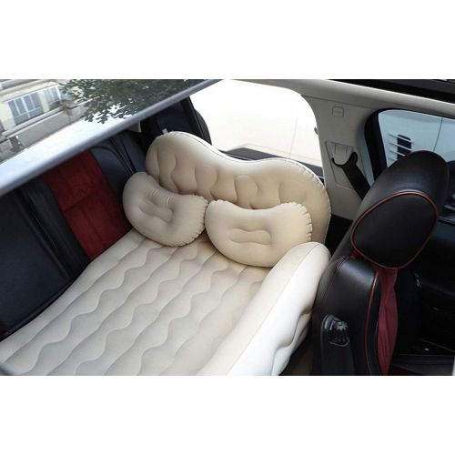  LXUXZ Car Air Mattress Travel Inflatable Back Seat Air Bed Cushion with Two Pillows, Portable Camping Vacation Rest Sleeping Pad Separable (Color : Beige, Size : 135x88cm)