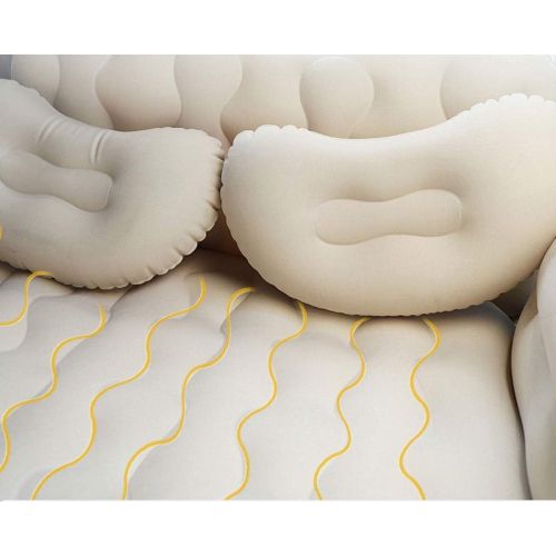  LXUXZ Car Air Mattress Travel Inflatable Back Seat Air Bed Cushion with Two Pillows, Portable Camping Vacation Rest Sleeping Pad Separable (Color : Beige, Size : 135x88cm)