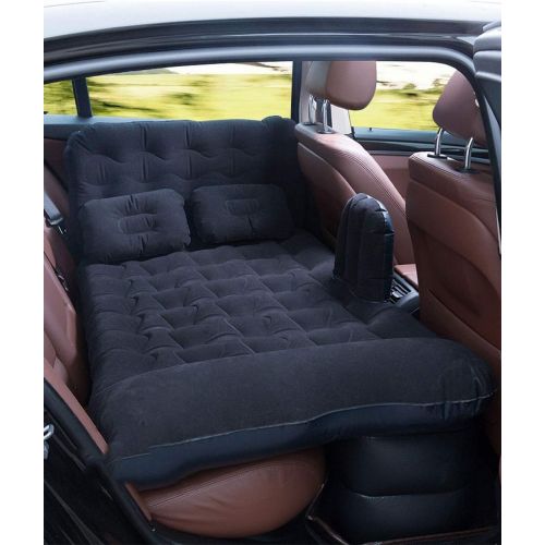  LXUXZ Inflatable Car Travel Air Mattress Back Seat Kit Vacation Camping Sleep Mattress with 2 Air Pillows (Color : Black, Size : 130x80cm)