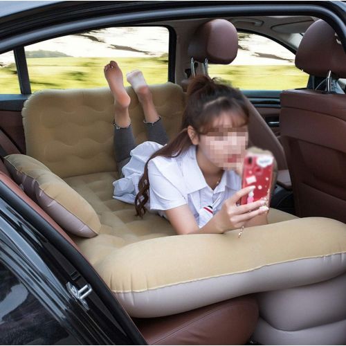  LXUXZ Inflatable Car Travel Air Mattress Back Seat Kit Vacation Camping Sleep Mattress with 2 Air Pillows (Color : Black, Size : 130x80cm)