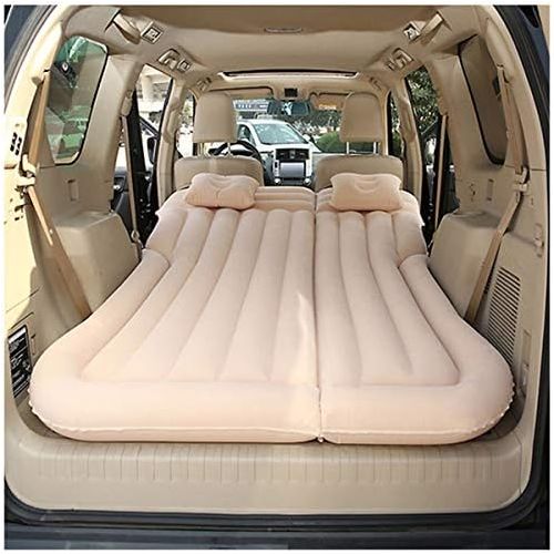  LXUXZ Inflatable Car Travel Air Mattress Back Seat Vacation Camping Sleep Mattress with 2 Air Pillows (Color : Beige, Size : 180x130cm)