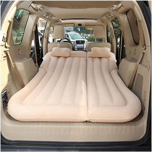  LXUXZ Inflatable Car Travel Air Mattress Back Seat Vacation Camping Sleep Mattress with 2 Air Pillows (Color : Beige, Size : 180x130cm)
