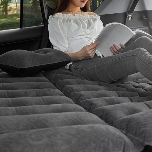  LXUXZ Car Inflatable Bed 2 in 1 Multifunction Inflatable Travel Mattress PVC Flocking Soft Sleeping Rest Cushion for Most Car SUV (Color : Black, Size : 174x126cm)