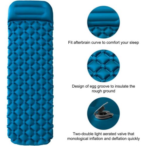  LXUXZ Camping Mat Inflatable Sleeping Pad Moistureproof Air Mattress Cushion Sofa Bed Outdoor Beach Mattress with Pillow (Color : B, Size : 190x59cm)