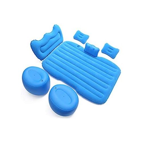  LXUXZ Car Air Bed,Portable Camping Travel Inflatable Bed Car Back Mattress Airbed Seat Cushion Inflatable Air Bed with Pillow (Color : Blue, Size : 130x90cm)