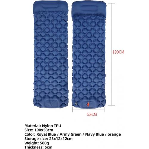  LXUXZ Foldable Tourism and Camping Equipment with Pillow Portable Inflatable Mattress for Sleep Camp Bed Tourist Mats Folding-Bed (Color : B, Size : 190x58cm)